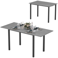 HOMCOM Masă de dining extensibilă masă de bucătărie design modern cu blat mare 6 persoane cadrul din oțel gri închis