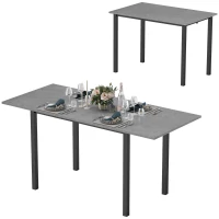 HOMCOM Masă de dining extensibilă masă de bucătărie design modern cu blat mare 6 persoane cadrul din oțel gri închis(m-1)