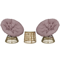 Outsunny Set de bistro pentru balcon, set de terasă, set rezistent la intemperii, perne detașabile, 85 cm x 70 cm x 82 cm, Natural + Maro deschis