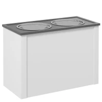 PawHut Bol inalt pentru caini cu 2 boluri din otel inoxidabil detasabile, dim. 60L x 30l x 42H cm(m-6)