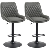 HOMCOM Tabureți de Bar Tabureti de Bucatarie, Design Tabureti de Inaltime, cu Suport pentru Picioare, 51 cm x 59 cm x 117 cm, Gri închis + Negru(m-1)