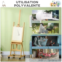 Vinsetto Chevalet de artist cu roți pliabil din lemn de fag pentru pânze de pictat până la 118 cm lemn natural(m-4)