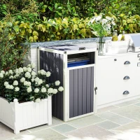 Outsunny Adăpost pentru 1 coș de gunoi 240L, adăpost de exterior pentru coș de gunoi, capac rabatabil 180°, oțel galvanizat 73 x 81 x 122 cm, gri închis(m-3)