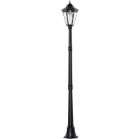 Outsunny Lampa de Gradina cu Celule Solare din Sticla Securizata, Iluminat Exterior 194 cm Inaltime, Lampa de Gradina cu 19 LED-uri 130 Lumen 3000K pentru Gradina, Decor Balcon, Negru(m-6)