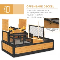 PawHut Schuldkrötenhaus, 2 Ebenen, für drinnen und draußen, Schublade, Tannenholz, Gelb(m-5)