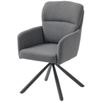 HOMCOM Scaun de dining capitonat, scaun de bucatarie cu perne groase, brate, picioare metalice, Gri(m-6)