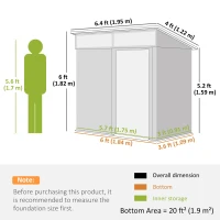 Outsunny Depozit de grădină, Casa de unelte cu ferestre, Orificii de ventilare, Ușă glisantă, Oțel impermeabil, rezistent la intemperii, Gri închis(m-3)