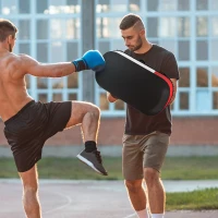 SPORTNOW Plastron pentru Muay Thai, Kickbox, Piele Sintetica, 0,4 kg, 38x20x18 cm, Negru/Rosu/Alb(m-2)
