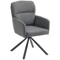 HOMCOM Scaun de dining capitonat, scaun de bucatarie cu perne groase, brate, picioare metalice, Gri(m-1)