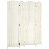 HOMCOM Paravent interior din lemn 4 panouri divizor de cameră pliabil pentru sufragerie dormitor 180 x 180 cm alb