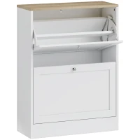 HOMCOM Dulap de pantofi 12 perechi, mobilier de intrare cu 2 sertare rabatabile și rafturi reglabile, 60 x 24 x 80 cm, alb(m-6)