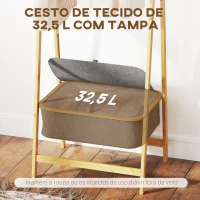 HOMCOM Suporte para Cabides de Bambu com Cesto de Tecido e Dobrável 60x44,5x157,5 cm Madeira Cinzento(m-6)