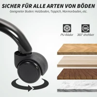 HOMCOM Bürostuhl mit verstellbarer Rückenlehne, rollbarer Polsterstuhl, Polstersessel, höhenverstellbar, Stahl, Braun(m-8)