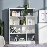 HOMCOM Bibliotecă raft Mobilier de Depozitare 5 nișe 5 rafturi Panouri Particule Alb(m-2)