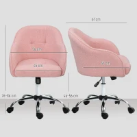 HOMCOM Scaun de birou, fotoliu de birou ergonomic, înălțime reglabilă, cu scaun și spătar umplute, roz(m-3)