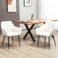 HOMCOM Conjunto de 2 Cadeiras de Sala de Jantar Estofadas em Linho com Encosto e Pés de Metal 59,5x56,5x81 cm Bege Claro(m-2)
