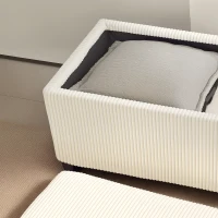 HOMCOM Banc de depozitare capăt de pat din catifea cordonată cu capac, pentru salon, dormitor, intrare, 112 x 42 x 40 cm, bej(m-4)