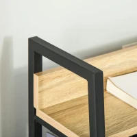 HOMCOM Bibliotecă bibliotecă de stil industrial înclinat 5 Niveluri 70L x 35l x 150H cm Culoare lemn stejar deschis Negru(m-4)