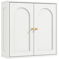 HOMCOM Dulap de perete, mobilier înalt de baie modern cu dulap cu dublă ușă și mânere aurii, 60x20x60 cm, alb(m-7)