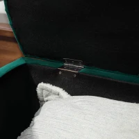 HOMCOM Pouf de Depozitare cu Capac 2 în 1 - Pouf Tapitat în Formă de Semicerc - Picioare Lemn hevea Negru acoperire Catifea verde(m-4)