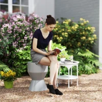 Outsunny Scaun de gradina din ceramica, suport 120kg Ø33 x 45,5 cm rezistent la intemperii, cu design de clepsidra, Gri deschis(m-2)