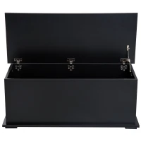 HOMCOM Cutie de depozitare cutie pentru jucării cu capacitate mare de depozitare și balamaua blocată din lemn 100 x 40 x 40 cm negru(m-6)