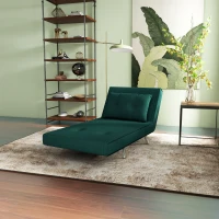 HOMCOM Fotoliu recliner cu funcție de pat, butoane decorative, aspect de pânză, 77 cm x 88 cm x 83 cm, Verde(m-3)
