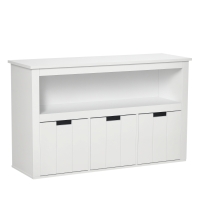 HOMCOM Bufet de Salon cu 3 Sertare Mobilizabile și Rafturi Deschise pentru Cărți Jucării 102x33x61,5 cm Alb