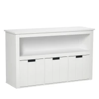 HOMCOM Bufet de Salon cu 3 Sertare Mobilizabile și Rafturi Deschise pentru Cărți Jucării 102x33x61,5 cm Alb(m-1)