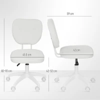 Vinsetto Scaun de birou fără brațe, fauteuil de birou, înălțime reglabilă, rotativ 360°, 46 x 59 x 82-92 cm, alb(m-3)