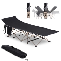 Outsunny Pat pliant, Pat de camping, rezistent la intemperii, geantă de transport inclusă, 190 x 68 x 52 cm, Negru