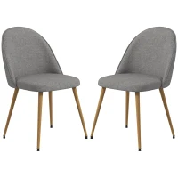 HOMCOM Pachet de 2 Scaune de Sufragerie cu Material Textil de In și Picioare din Oțel Capacitate 120 kg 50x52x83 cm Gri(m-5)