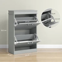 HOMCOM Mobilier pentru depozitare a pantofilor, 2 uși rabatabile, rafturi reglabile, pentru intrare, coridor, 54 x 24 x 82,5 cm, gri(m-3)