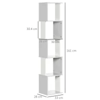HOMCOM Bibliotecă raft Design Modern cu 5 Nivele - Depozitare Practică pentru Casă sau Birou, alb și gri(m-3)