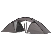 Outsunny Cort de camping familial pentru 4-6 persoane, cort tunel impermeabil 3000 mm cu 2 uși, sac de transport, negru(m-6)