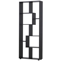 HOMCOM Bibliotecă cu rafturi Zig-zag Design Contemporan 70L x 24l x 178Î cm Panouri Particule negru(m-6)