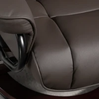 HOMCOM Fotoliu de relaxare cu taburet, rotativ & inalt reglabil, piele ecologică, până la 150 kg, cadru din lemn, Maro(m-5)