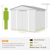 Outsunny Casa din metal, rezistent la intemperii și rugină, cu lacăt, 2,40 x 2,06 x 1,98 m, lemn(m-3)