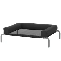 PawHut Pat ridicat pentru câini răcoritor, pat de tabără pentru câini interior exterior portabil, 90 x 65 x 30 cm, negru(m-5)