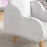 ZONEKIZ Poltrona per Bambini in Stile Scandinavo con Braccioli a Nuvola in Tessuto Bianco, 46x51x55 cm(m-8)