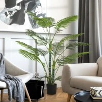 HOMCOM Plantă artificială de interior 170 cm, palmier arbore artificial cu ghiveci din plastic și flocaj, verde(m-4)