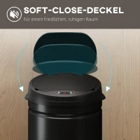 HOMCOM 30 Litrowy Kosz na Śmieci z Czujnikiem i Funkcją Soft-Close, Bezdotykowy Kosz na Odpady ze Stali Nierdzewnej do Higienicznych Kuchni(m-7)