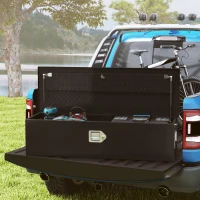 HOMCOM Cofră de depozitare stabilă din aluminiu cu mânere laterale, lacăt și chei, cutie de scule, 99 x 33 x 25,4 cm(m-2)