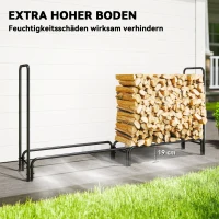Outsunny Feuerholzgestell, 0,6 m³, mit Abdeckung, pulverbeschichteter Metall, bis 200 kg, Schwarz/Dunkelgrün(m-5)