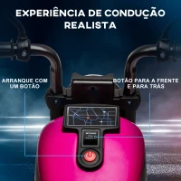 HOMCOM Motocicleta Elétrica para Crianças de 18-36 Meses com Bateria 6V Farol e Rodas Auxiliares Removíveis 76x42x57 cm Rosa(m-4)