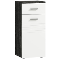 kleankin Mobile Bagno con Cassetto e Armadietto in Legno, 35x30x77.5cm, Bianco e Nero