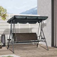Outsunny Leagăn de Grădină de 3 Locuri cu Acoperiș Reglabil Suporturi pentru Pahar și Tăvițe Scaun 320 kg 204x112x150 cm Gri(m-2)