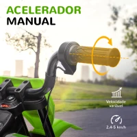 AIYAPLAY Mota Elétrica para Crianças com Bateria 12V Música Velocidade 2,4-5 km/h e Rodas Auxiliares 107x56x70 cm Verde(m-4)