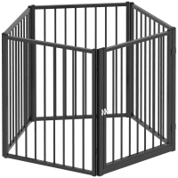 PawHut Parc pentru câine, parc pentru animale, 5 panouri, gard portabil pliabil, sigur, negru(m-6)