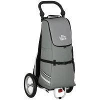 HOMCOM 3 în 1 Carucior de Cumpărături Carucior de Cumpărături Remorcă pentru Bicicletă, 53 x 43 x 110 cm, Gri+Argintiu(m-1)